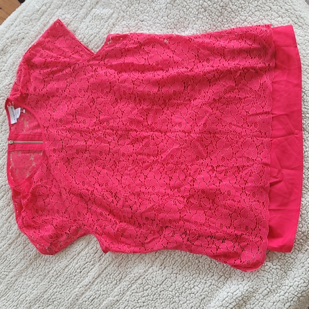 Liz Claiborne Pink Lace Top XL